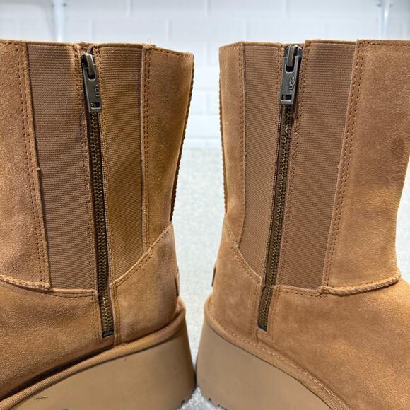 UGG NWOT Classic Twin Seam New Heights Boots Platform Suede Chestnut Womens 10 - Picture 5 of 15